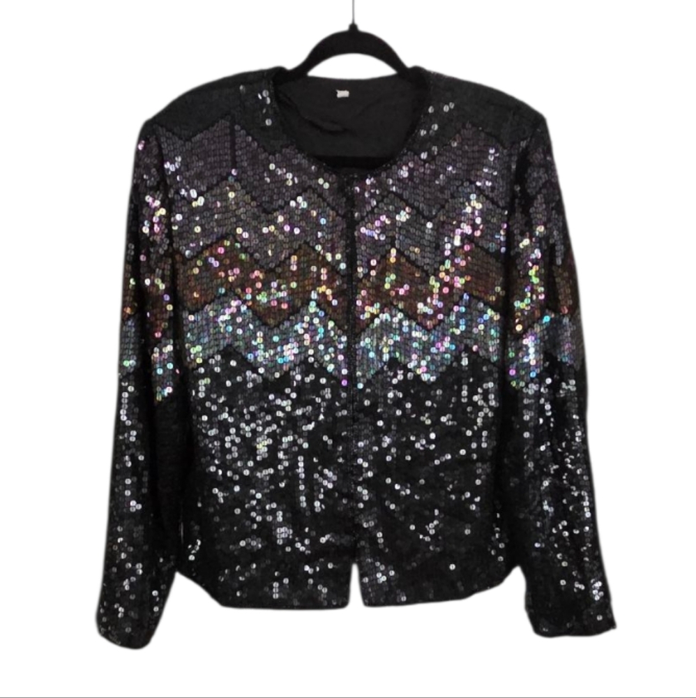 Vintage Sequin Embellished Black Jacket